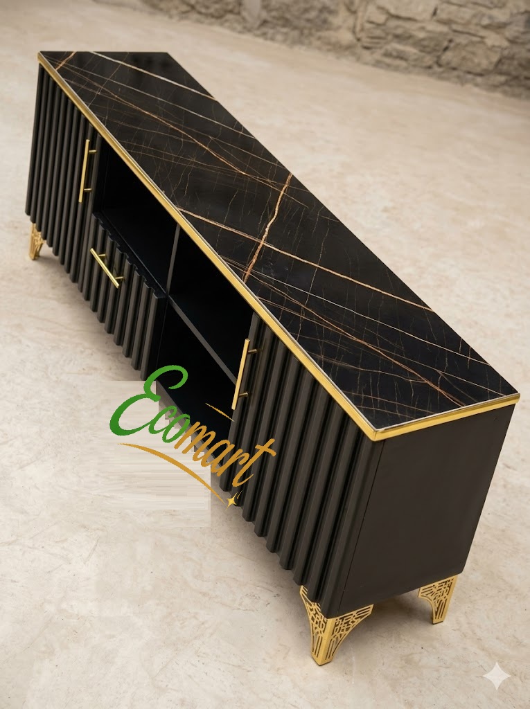 【Flash Sale】 Modern TV Stand  5fts Istanbul Wooden with Marble Top Can Fit upto 55 Inch TV High Quality TV Stands Stylish Classic and Durable