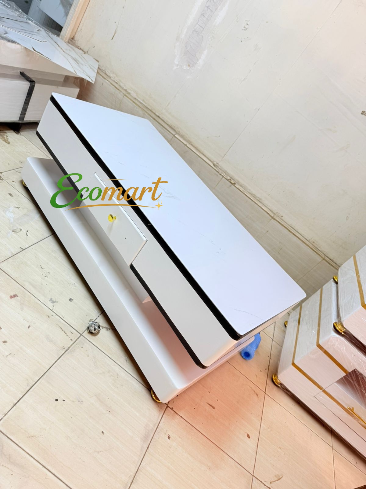 【Special Offer】 Marble Top Coffee 4ft by 2ft Table Elegant With Drawers for Living Room