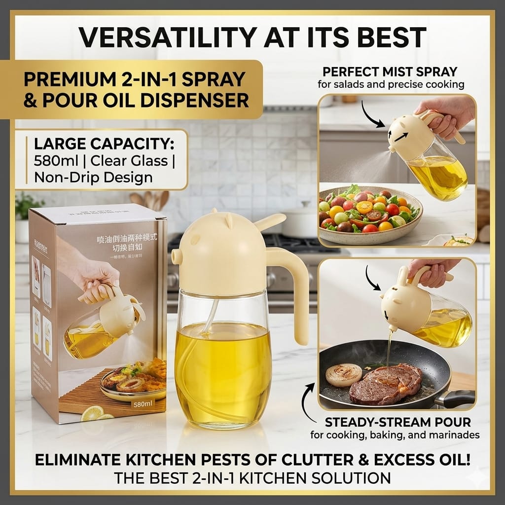 🚀 Hot Deal 🚀 - A 1 pc 🛢️ 2 in 1 Oil Dispenser ✔️ Ideal for cooking oil, vinegar & sauces available at affordable price and of very high quality