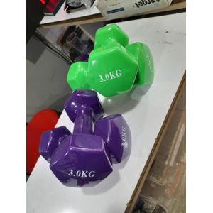 AEROBICS NEOPRENE COATED BONE DUMBELL SET Pair Of 3kg/2kg.-perfect for home/office/gym workout

-multi functional training - especially to the upper body and core muscles

-choose the weight according