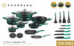 New in Edenberg 23pcs cookware green nonstick marble coating easy to clean and suitable for everyday home cooking
