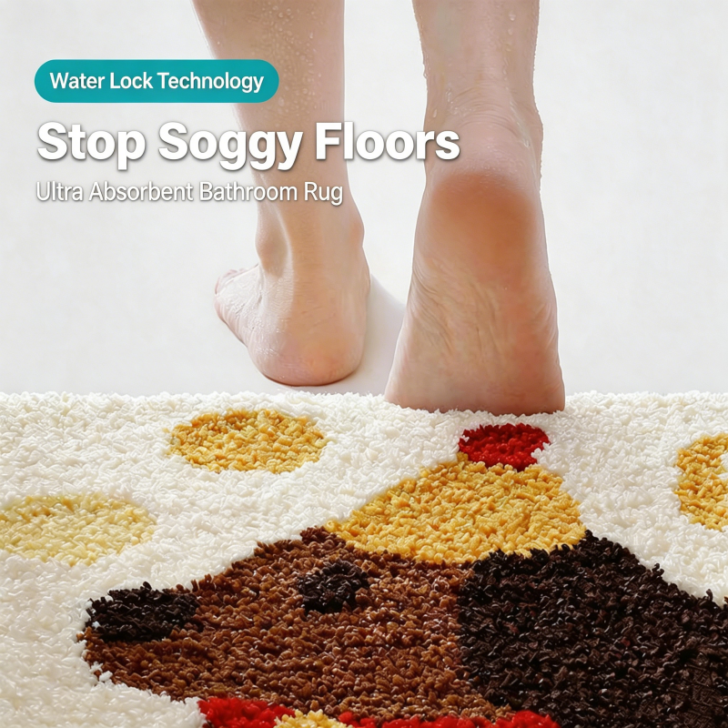 Cute Puppy Bath Mat Doormats Ultra Absorbent Non-Slip Bathroom Rug, Soft Microfiber Floor Mat for Shower, Bedroom, Kitchen, Funny Dog Decor