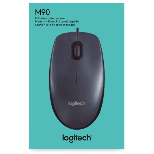 Logitech M90 Wired USB Optical Mouse – Plug-and-Play, Ambidextrous Design, High-Precision Tracking for Windows & macOS