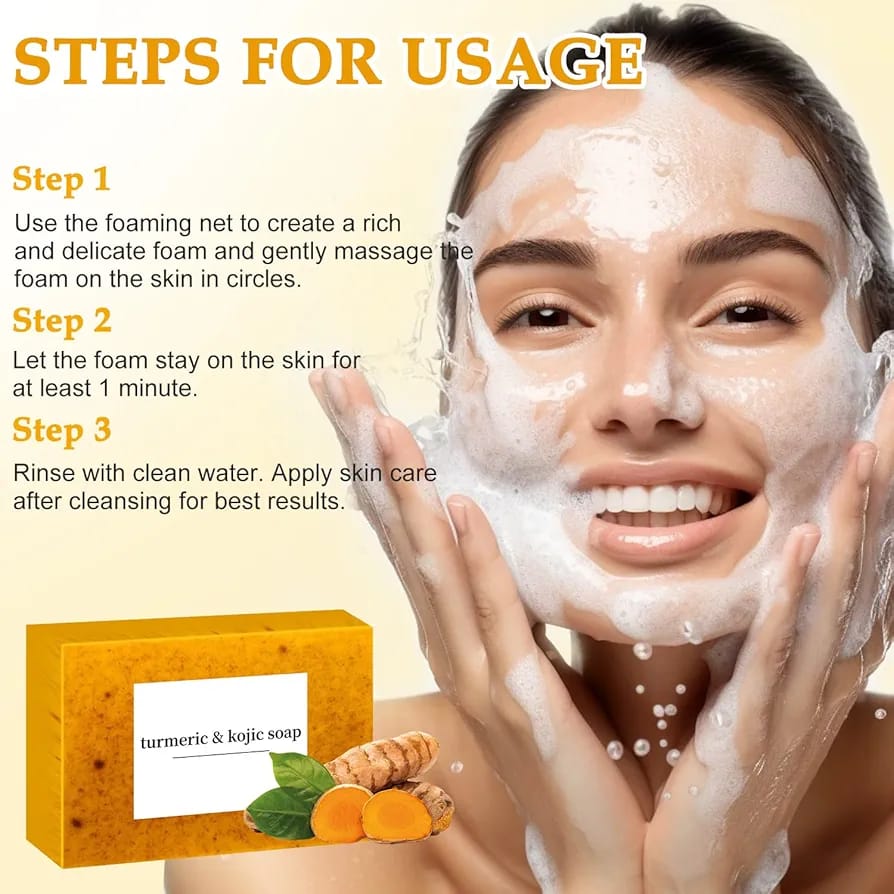 Tumeric and kojic exfoliating brightening bar soap 2pcs