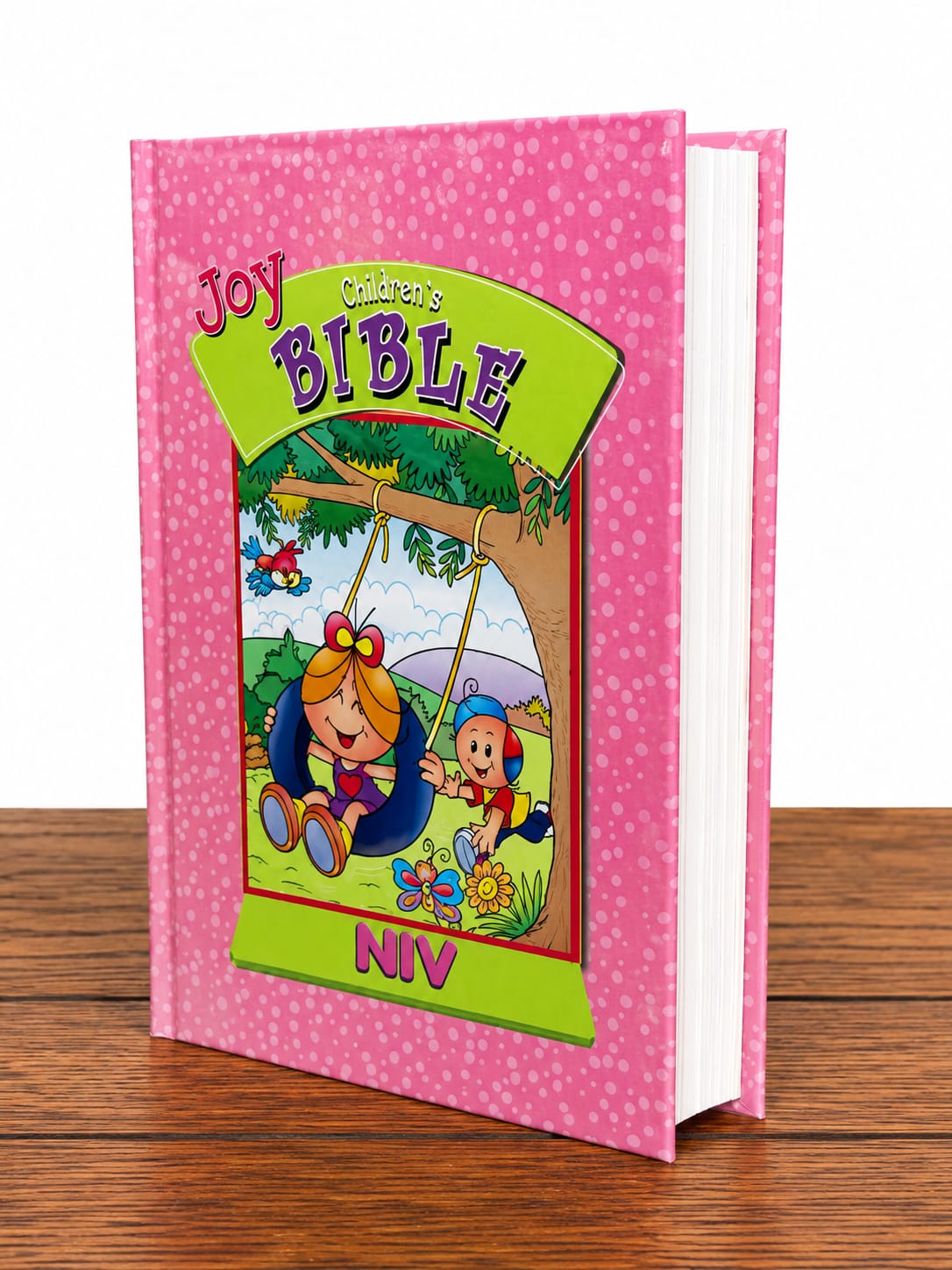 The Joy Children’s Bible is a colorful and engaging Bible designed to help children discover God’s Word in a simple and enjoyable way. With child-friendly stories and illustrations.
