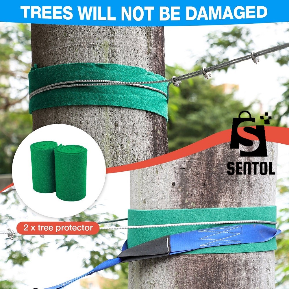 30m 100FT Zip Line for Adults and Kids with Spring Brake and Harness