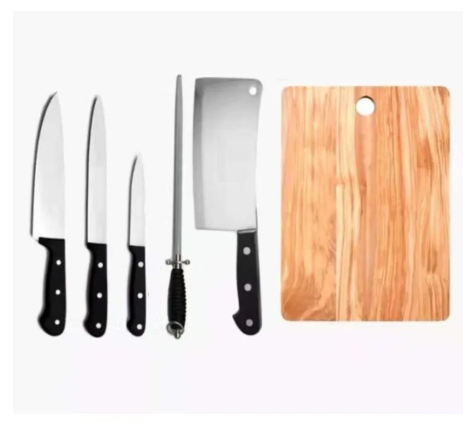 5 Pcs Stainless Steel Kitchen Knife Set with Wooden Chopping Board 5 Pcs Stainless Steel Kitchen Knife Set with Wooden Chopping Board