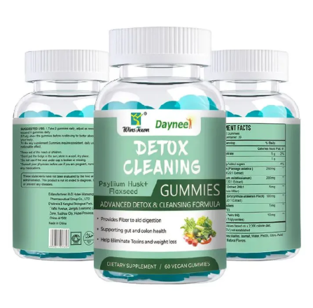 Detox Cleaning Gummies with Psyllium Husk and Flaxseed for Digestion, Gut Health and Toxin Elimination, Advanced Detox and Cleansing Formula 60 Vegan Gummies