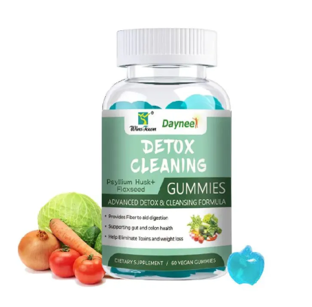 Detox Cleaning Gummies with Psyllium Husk and Flaxseed for Digestion, Gut Health and Toxin Elimination, Advanced Detox and Cleansing Formula 60 Vegan Gummies