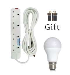 Free bulb +Power King Heavy Duty 4-way Power/Socket Extension Cable Charging Outlet powerking extension cable 5W