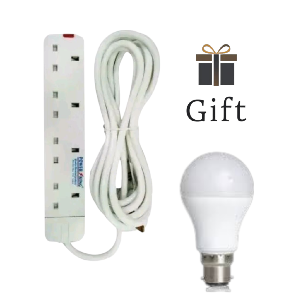 Free bulb +Power King Heavy Duty 4-way Power/Socket Extension Cable Charging Outlet powerking extension cable 5W