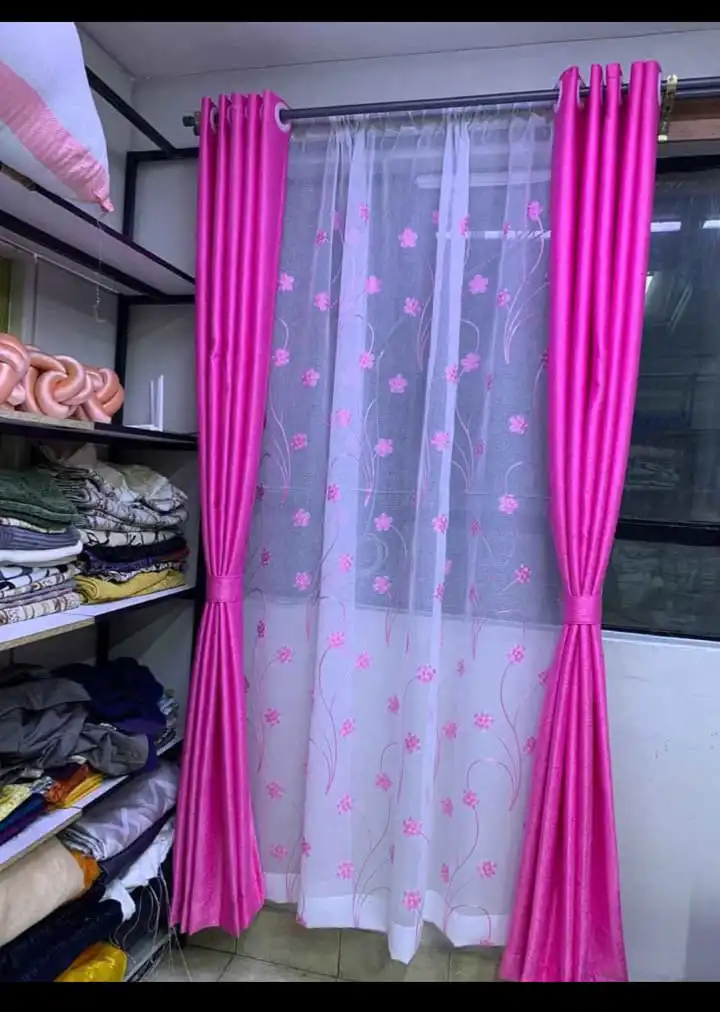 [Today only] 3PCS Pink Curtains Set + Free Flowered White Sheer | Affordable Modern Ready made