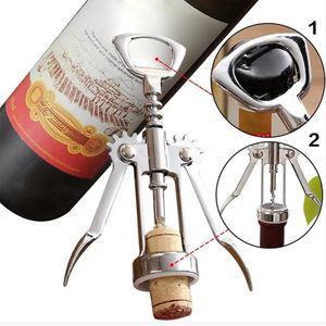 Classic Stainless Steel Winged Corkscrew Wine Opener - 2-in-1 Stainless Steel Bottle Wine & Beer Opener