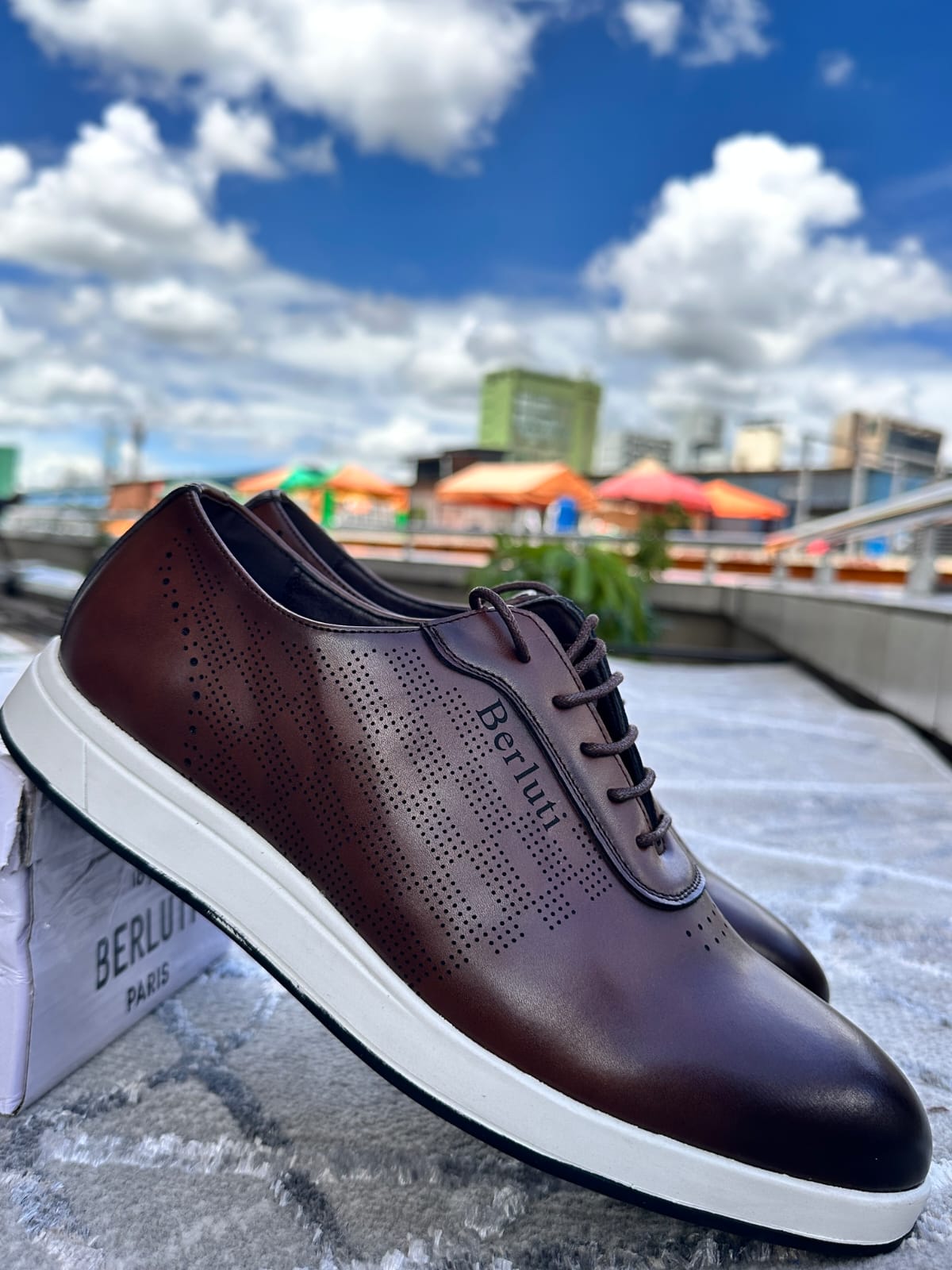 🔥( ON OFFER ) LEATHER Berluti smart casual Quality Men's Casual Sneakers, Official Easy Fit (Best Shop for Sneakers, Official Shoes and Shoe Accessories) Sizes 40-45