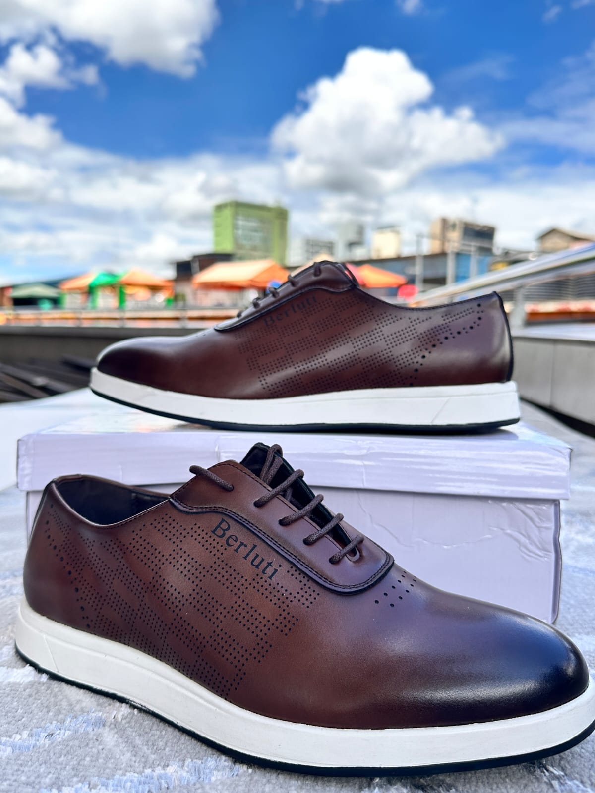 🔥( ON OFFER ) LEATHER Berluti smart casual Quality Men's Casual Sneakers, Official Easy Fit (Best Shop for Sneakers, Official Shoes and Shoe Accessories) Sizes 40-45