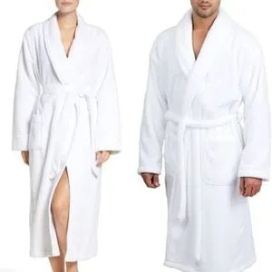 Mens/ Women's Fleece Bathrobe Long Shawl Collar bathing Robe, bathing gown, use as bathing towel