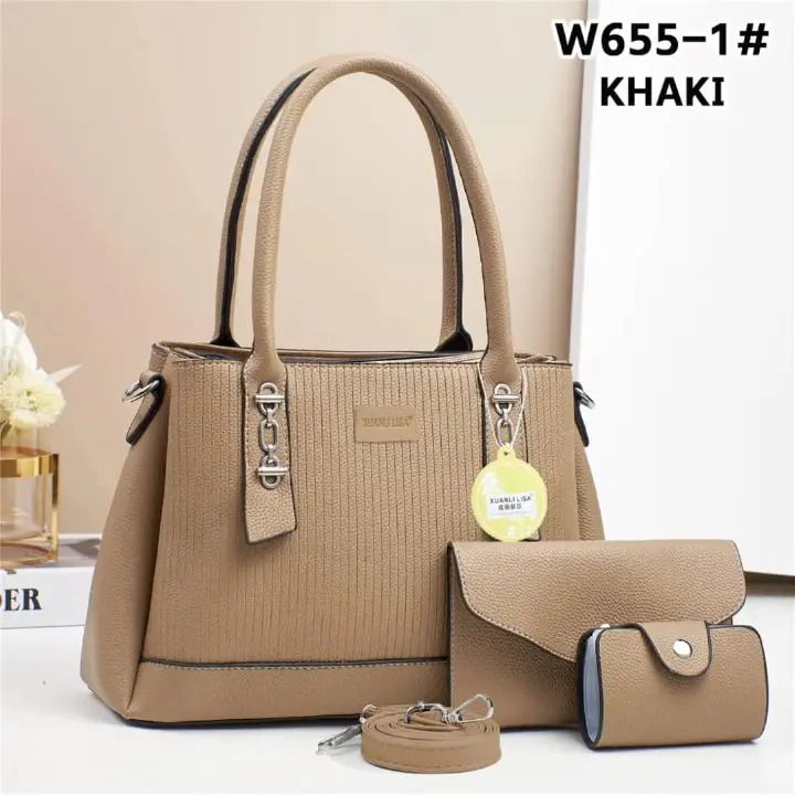 3in1 Classic Trendy Ladies Handbag Women Shoulder Bag Strap Adjustable Fashion Bag Zipper Closure Girls Crossbody Bag with Purse or Wallet and Sling Bag