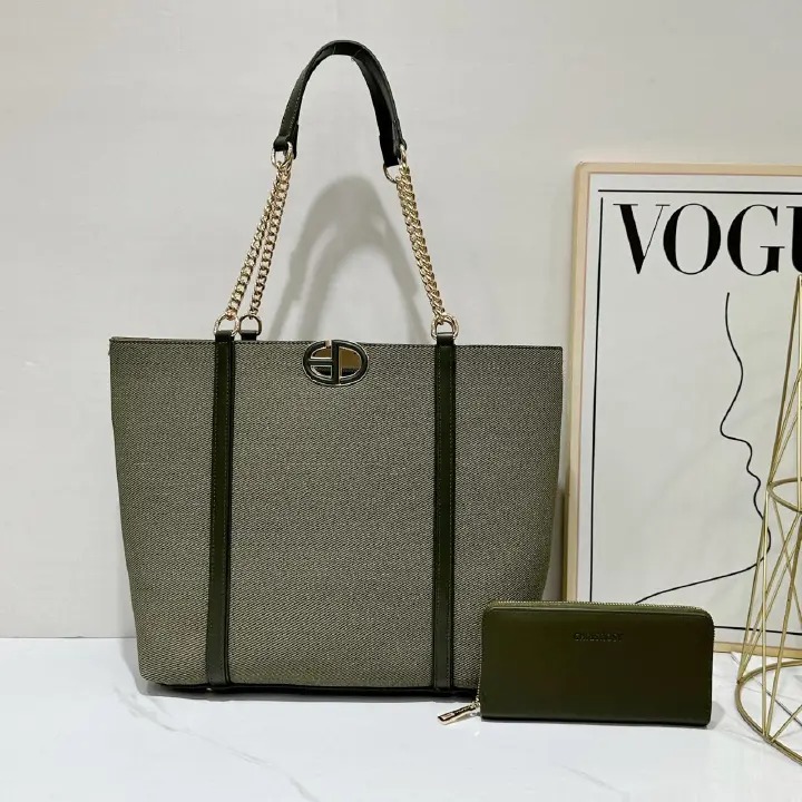 2in1 Classic Trendy Ladies Handbag Women Shoulder Bag Strap Adjustable Fashion Bag Zipper Closure Girls Crossbody Bag with Purse or Wallet Bag