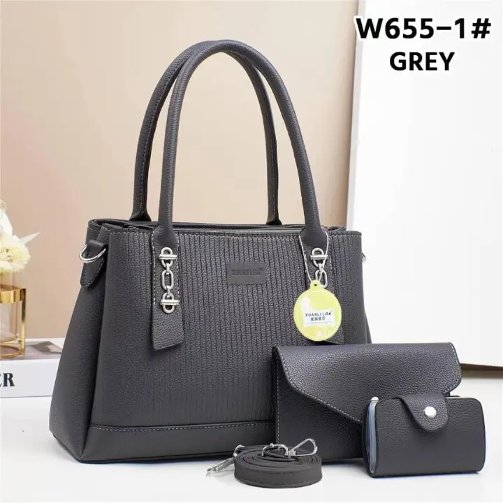 3in1 Classic Trendy Ladies Handbag Women Shoulder Bag Strap Adjustable Fashion Bag Zipper Closure Girls Crossbody Bag with Purse or Wallet and Sling Bag