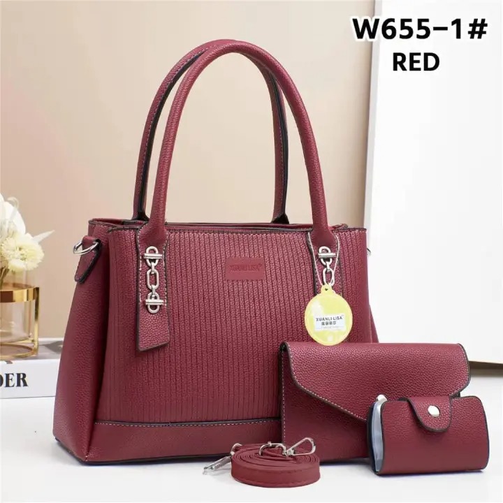 3in1 Classic Trendy Ladies Handbag Women Shoulder Bag Strap Adjustable Fashion Bag Zipper Closure Girls Crossbody Bag with Purse or Wallet and Sling Bag