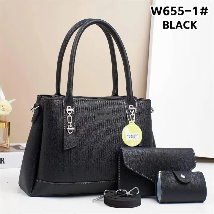3in1 Classic Trendy Ladies Handbag Women Shoulder Bag Strap Adjustable Fashion Bag Zipper Closure Girls Crossbody Bag with Purse or Wallet and Sling Bag