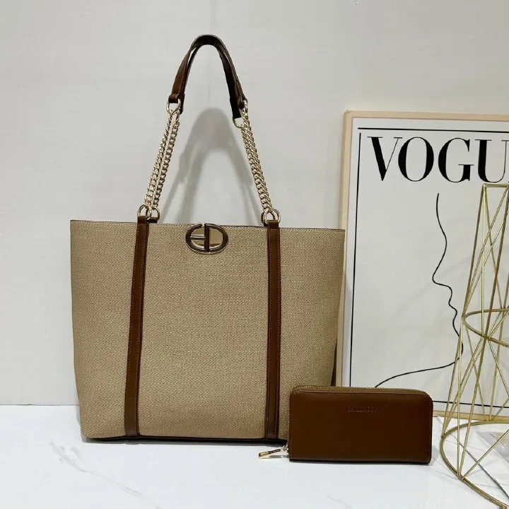 2in1 Classic Trendy Ladies Handbag Women Shoulder Bag Strap Adjustable Fashion Bag Zipper Closure Girls Crossbody Bag with Purse or Wallet Bag