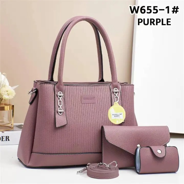 3in1 Classic Trendy Ladies Handbag Women Shoulder Bag Strap Adjustable Fashion Bag Zipper Closure Girls Crossbody Bag with Purse or Wallet and Sling Bag