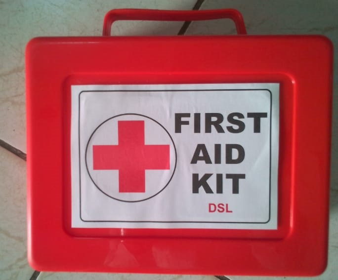 Red First Aid Kit Emergency Personal Health & Road Safety Pack 14 Essential Medical Items for Home, Travel & Car Protection