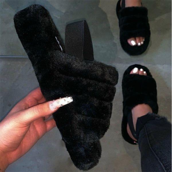 Restocked fluffy slides sandals Indoor Slippers New Furry Shoes For Outer Wear Lncreased Soft Soles Household Fur Slippers Ladies Shoe Home Slippers Open Shoe Fashion Comfortable