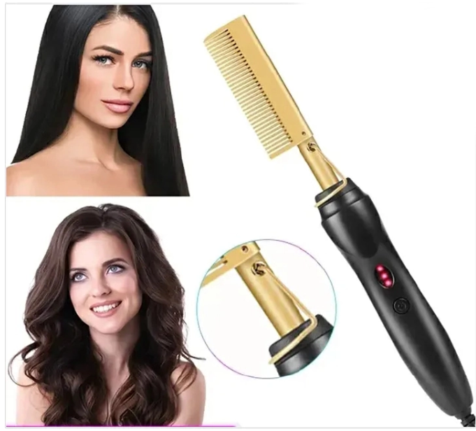 2 in 1 Hot Comb Straightener Electric Hair Straightener Hair Curler Wet Dry Use Hair Flat Irons Hot Heating Comb For Hair