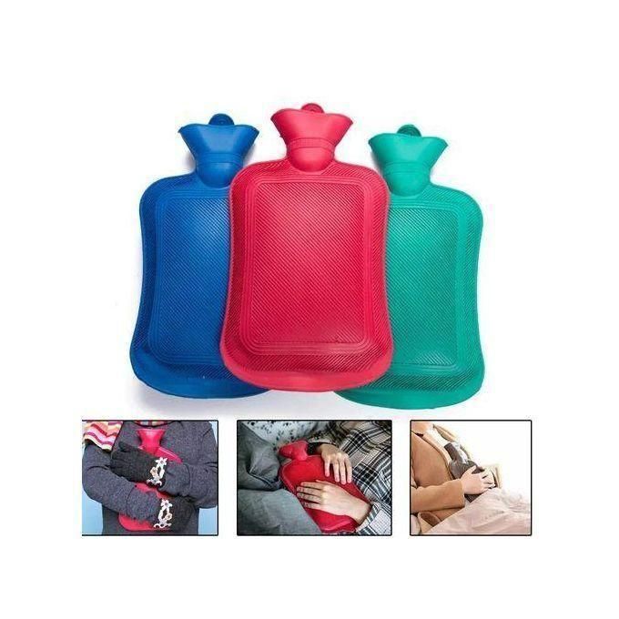 2L Rubber Hot Water Bottle - Multi Color, Non-Toxic, Soft Faux Fur Cover, Pain Relief