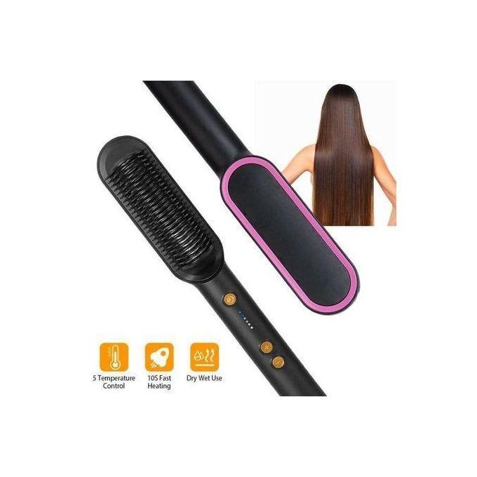 2 In 1 Electric Splint Hair Straightener 2026 Hot Comb Brush Hair Styling Straight Curling Dual-Use Bangs Curling Rod