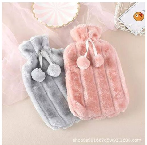 2L Hot Water Bottle with Cover - Multicolor Silicone for Pain Relief