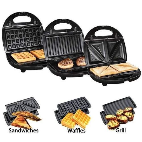 🥪SALE ! SALE !🥪 Sokany Sokany 3-in-1 Black Sandwich Maker, Waffle Maker & Grill - Non-Stick Plates, 30x25x15cm 🥪