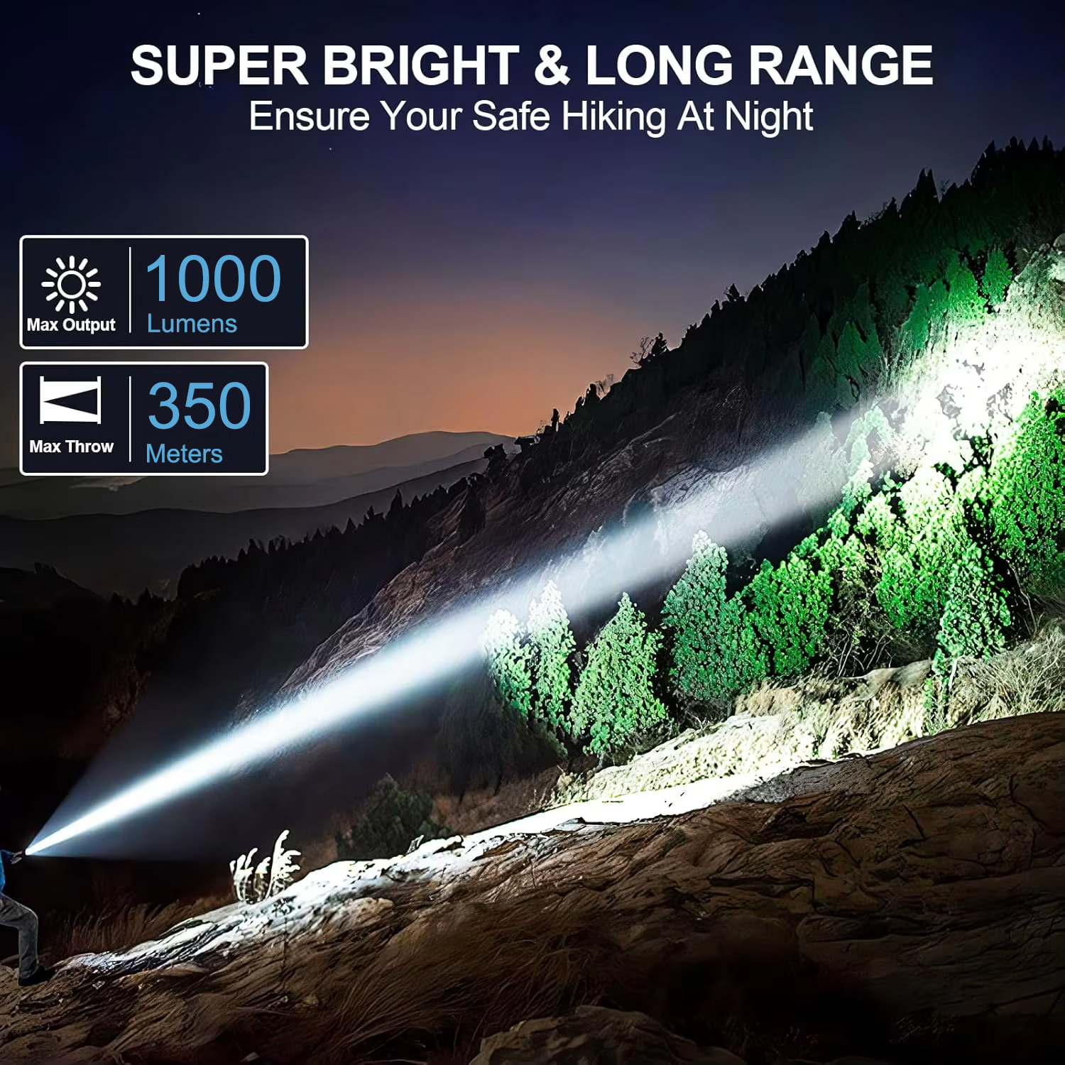 3-in-1 Rechargeable Security Torch - 1000LM Bright LED, Electric Shock Self-Defense & Laser Pointer | Home Protection & Outdoor Safety Electric shock torch Home protection Safety device self-defense