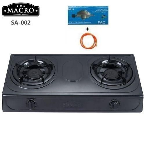 Macro Table Top Stainless Steel 2 Burner Gas Cooker Plus 6kg Regulator And Pipe