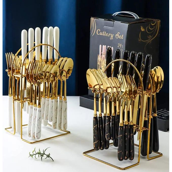 24 Pieces Marble Cutlery Set
Upgrade your dining experience with the 24 Pieces Marble Cutlery Set—a perfect mix of beauty and function. Designed with premium stainless steel and stylish marble-finish