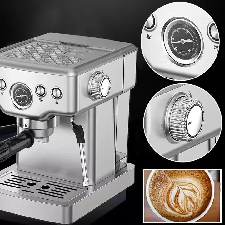 Professional Stainless Steel Espresso Coffee Machine,1350w, 20 Bar Pump Semi-Automatic Espresso Machine