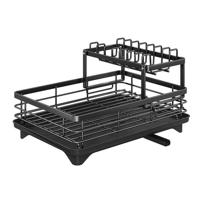 【High-quality Materials】💖KITchen countertop dish rack, stainless steel dish drain rack, cutlery rack🪶Made of thick carbon steel, it is durable and can hold your dishes securely without shaking or