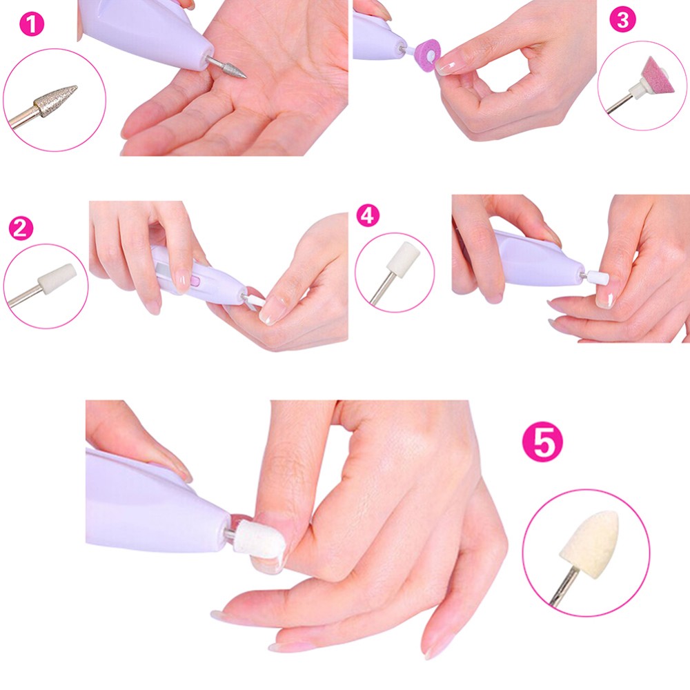 1set/Lot Nail Art Tips Electric Drill File Buffer Manicure Pedicure Grooming Tool