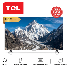 TCL 75 Inch 75C6K Smart TV Premium QD MiniLED TV AiPQ Pro Processor Ultra Slim Design High HDR Brightness  Frameless WIFI  Connectivity