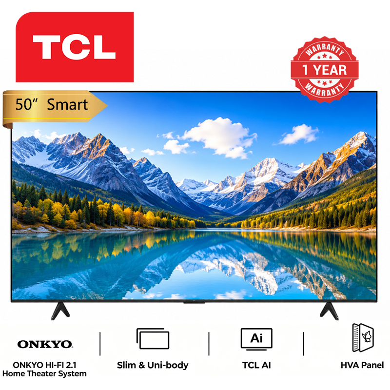 TCL 50 Inch 50T6D Premium QLED Smart TV Dolby Vision Atmos HVA Panel Frameless WiFi Connectivity