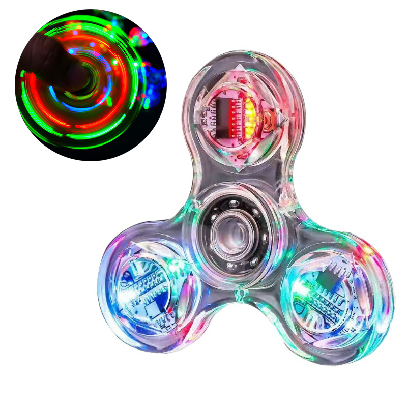 Premium LED Light Up Fidget Spinner - Crystal Clear Glow In The Dark Hand Spinner Stress Relief Toy