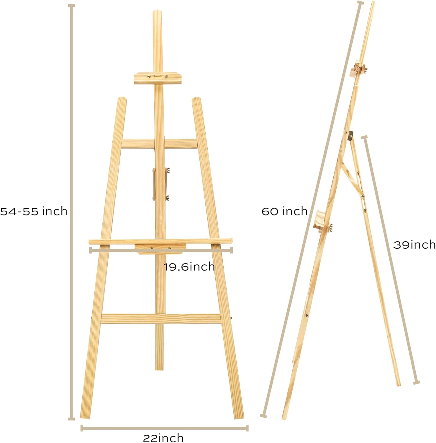 Professional A-Frame Wooden Easel Stand for Art, Studio, and Event Displays