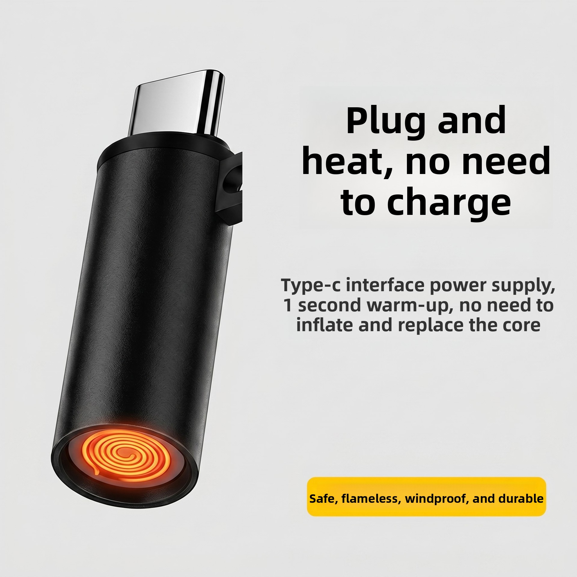 Plug-and-Play Type-C Mini Flameless Electric Lighter Attachment