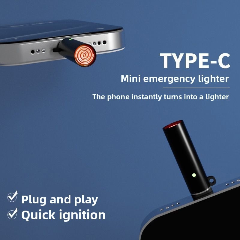 Plug-and-Play Type-C Mini Flameless Electric Lighter Attachment