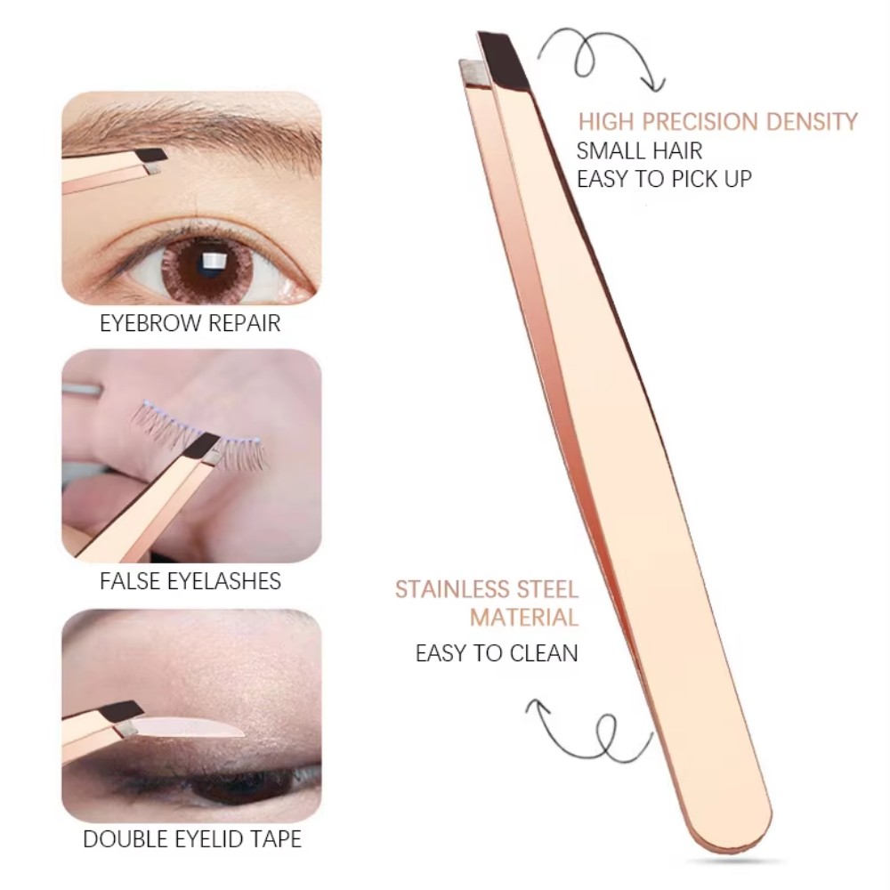 High-quality Stainless Steel Eyelash Curler 3-piece Set Gold Eyelash Extensions Tweezers Small Scissors Eyebrow Curler Includes view 6