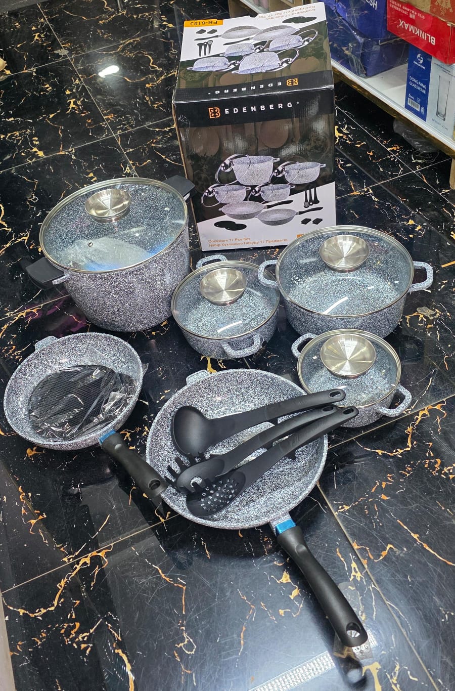Customer offer 17pcs edenberg die cast cookware set suitable for preparing a wide variety of meals