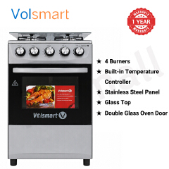 Volsmart 4 Gas Cooker + Gas Oven 4 Burners GVS-580 Free Standing Gas Cooker Cooking Range with 60L Oven