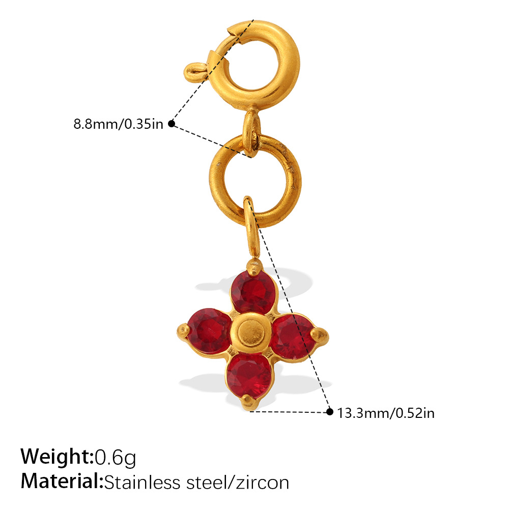 Stainless Steel Spring Ring Clasp with Zircon Clover Charm, 18K Gold Plated, Detachable DIY Jewelry Connector for Bracelet Necklace Making